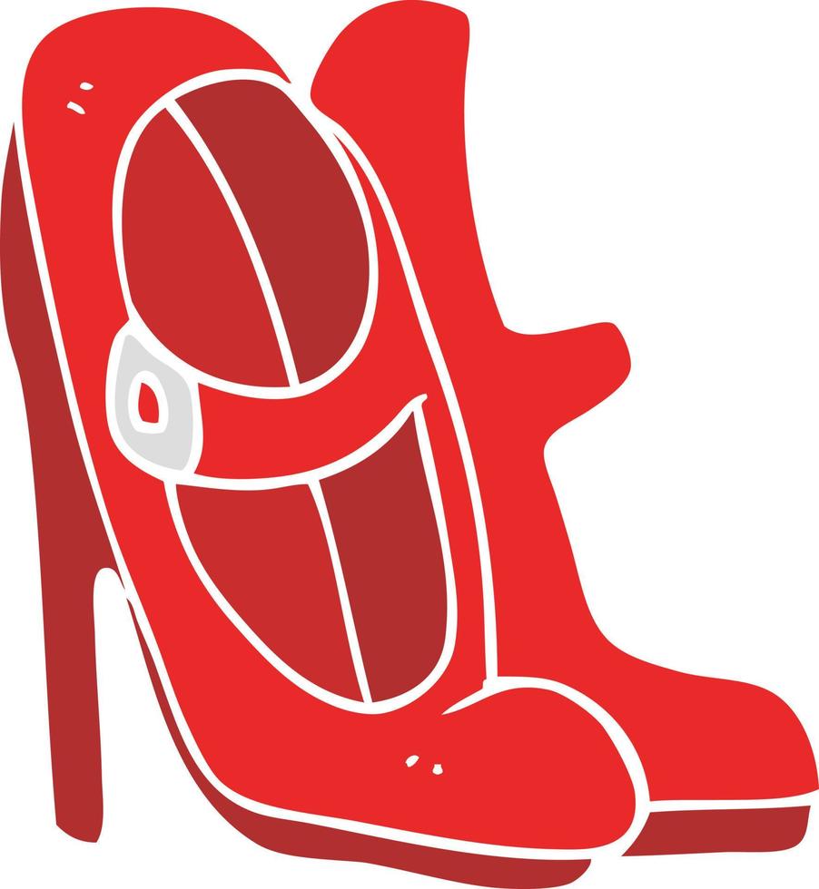 ilustración de color plano de una caricatura de zapatos de tacón alto vector