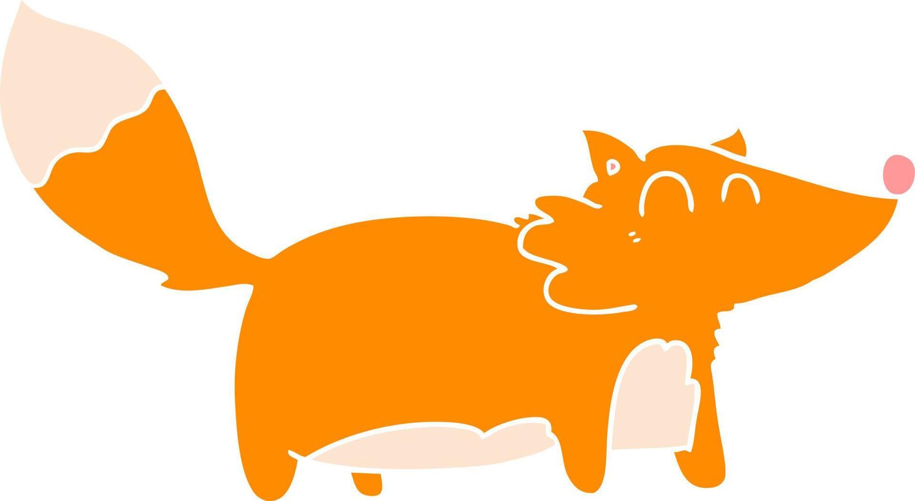 fat flat color style cartoon fox vector