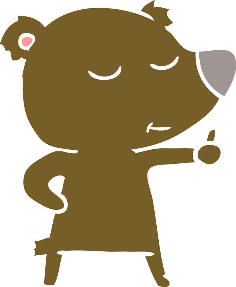 happy flat color style cartoon bear giving thumbs up vector