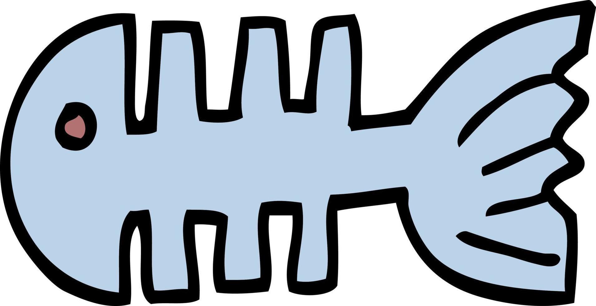 cartoon doodle fish bones vector