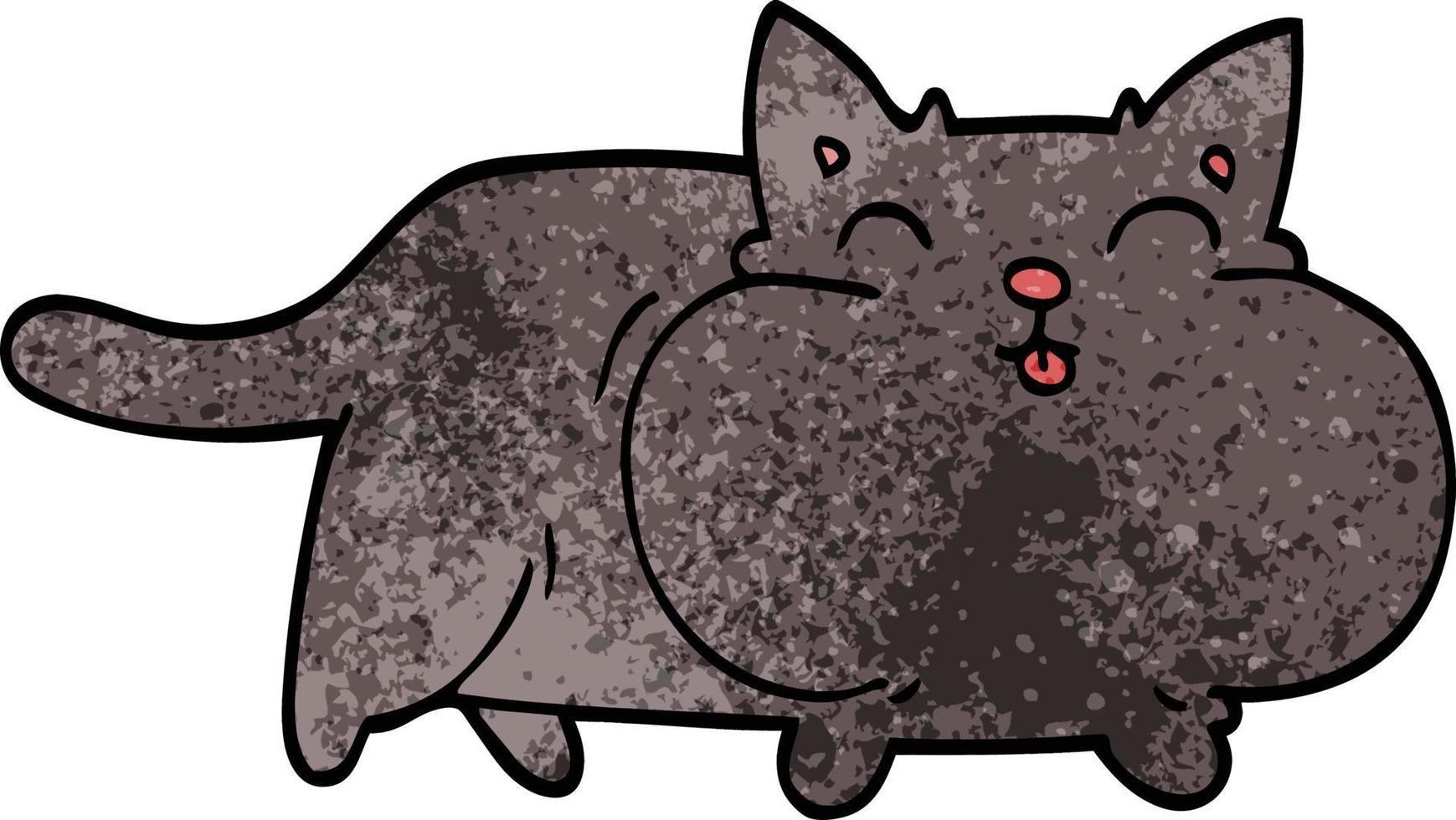 caricatura, garabato, gato gordo vector