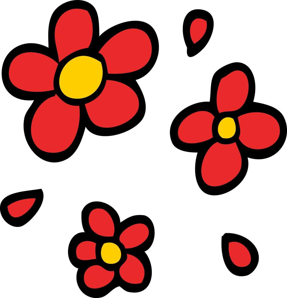 cartoon doodle decorative flowers vector