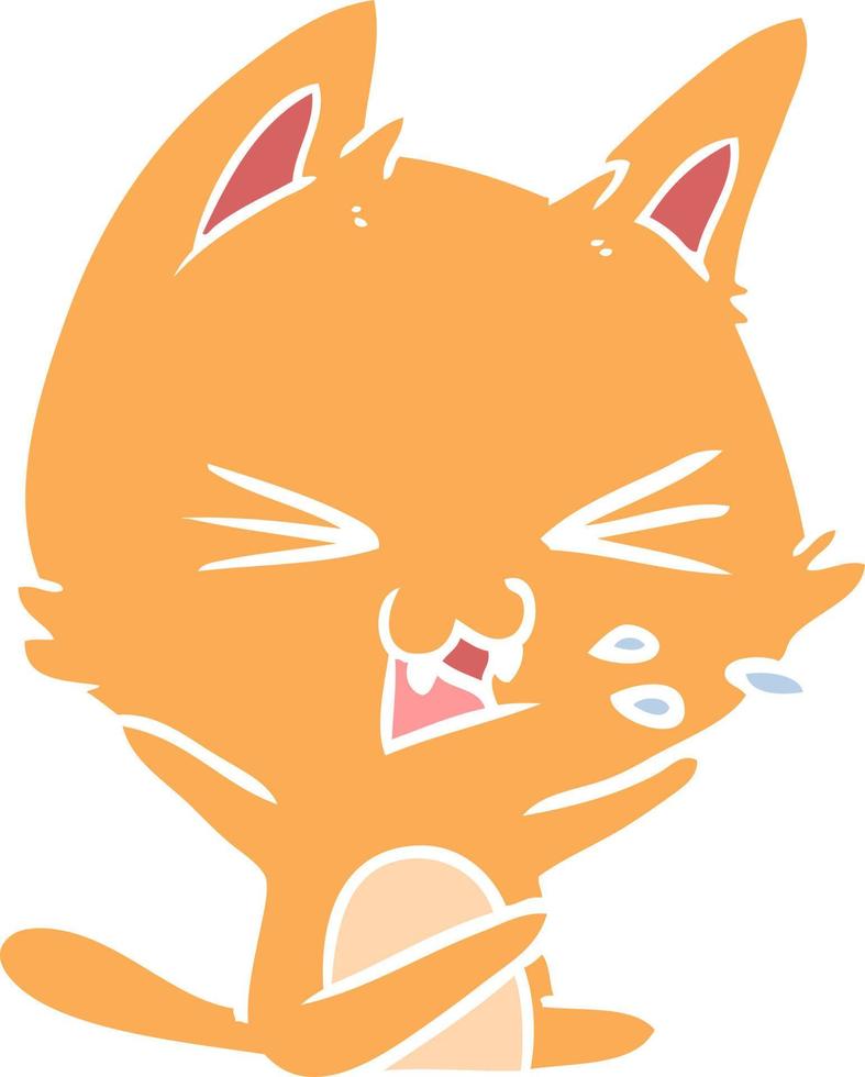 flat color style cartoon cat hissing vector