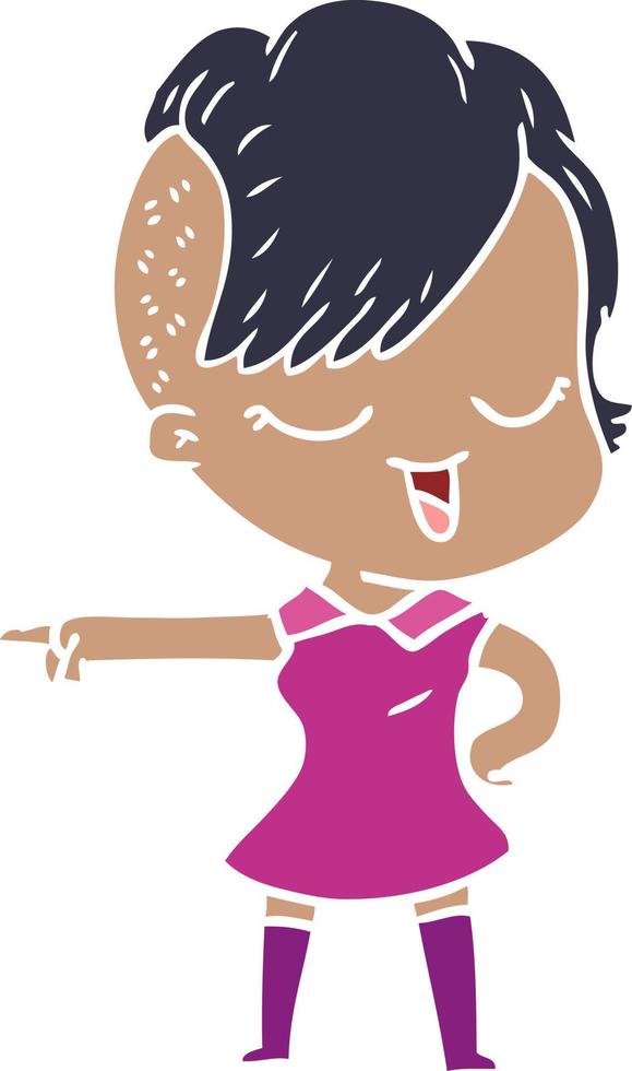 niña de dibujos animados de estilo de color plano feliz vector