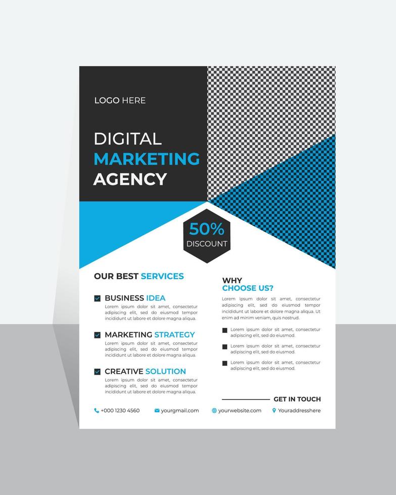 Modern business flyer template for corporate agency, marketing, promotion, services vector