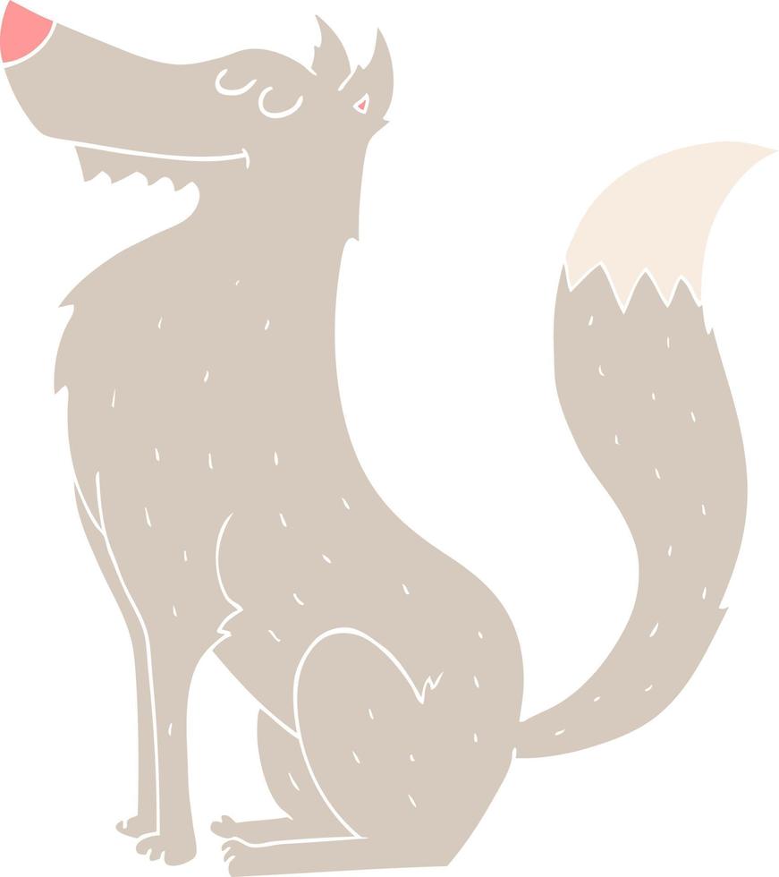 flat color illustration of a cartoon wolf vector