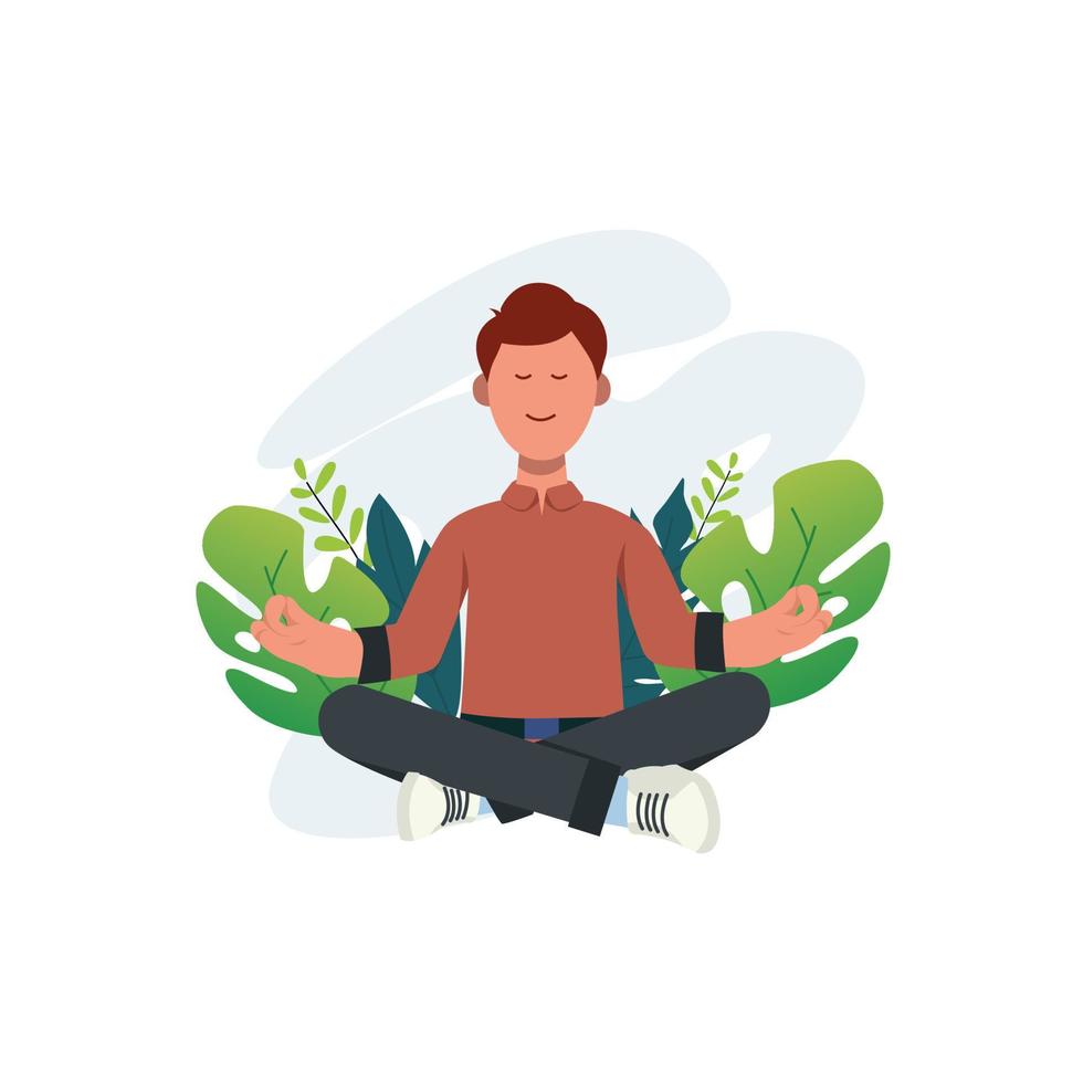 Flat design people meditating concept vector