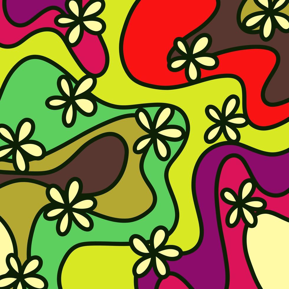 Retro Abstract Doodle Floral Swirls vector