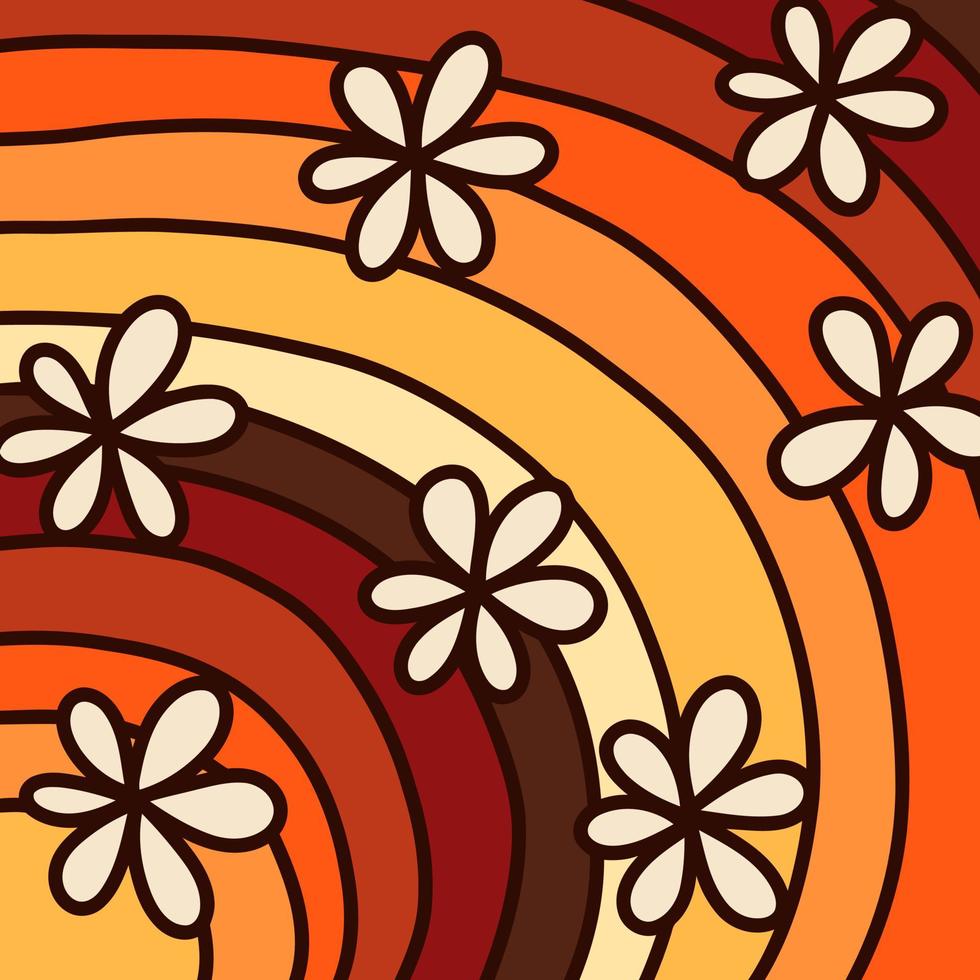 retro abstracto garabato floral arco iris vector