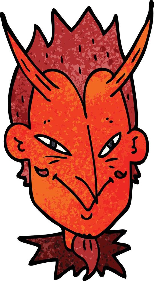 cartoon doodle devil face vector