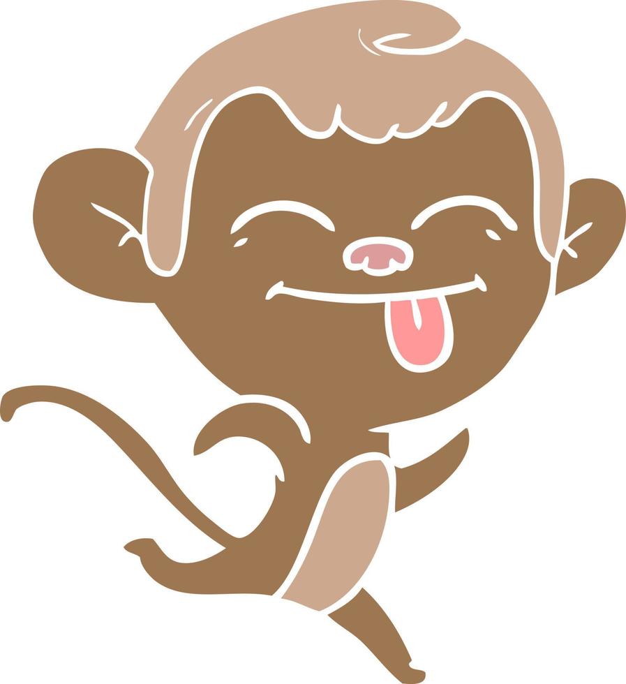 funny flat color style cartoon monkey vector