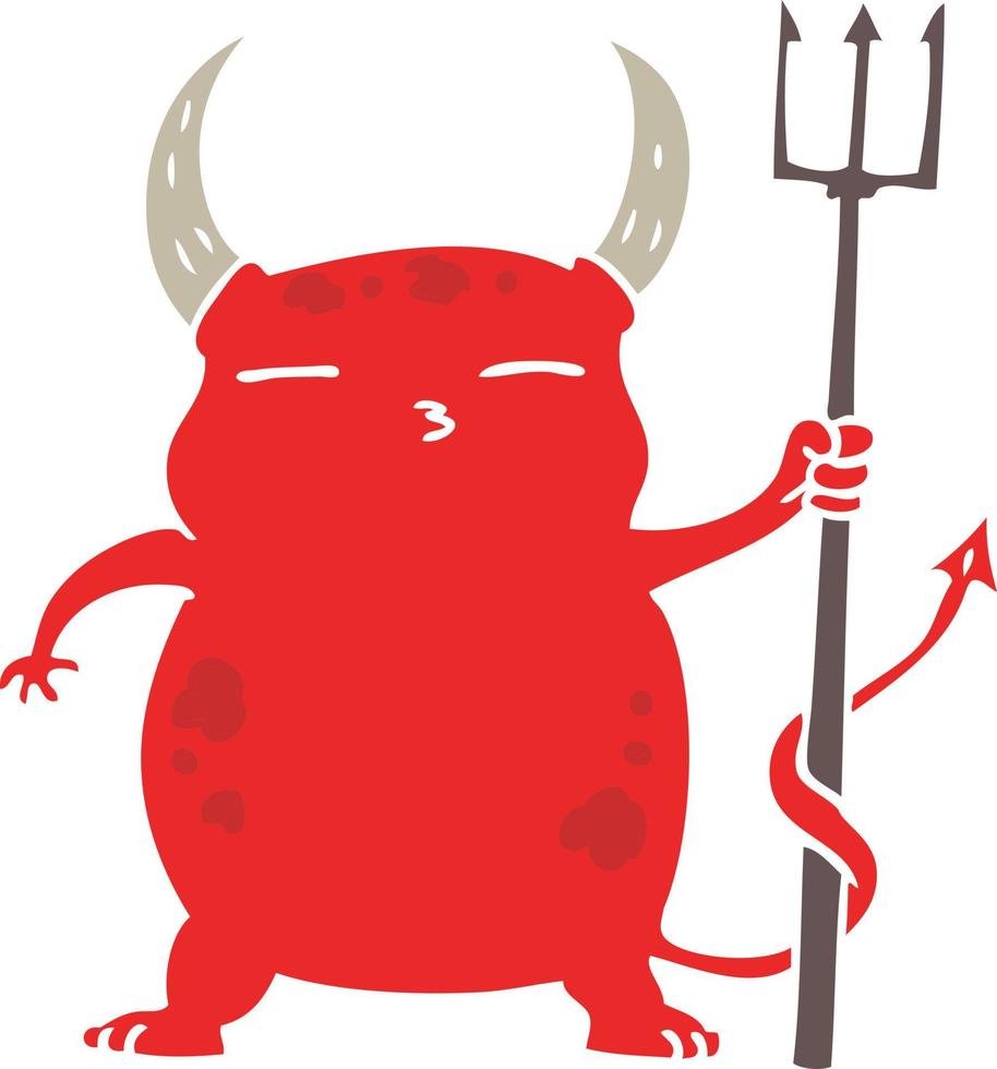 flat color style cartoon little devil vector