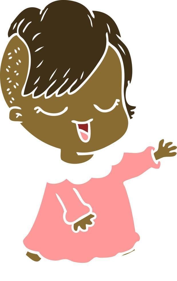 niña de dibujos animados de estilo de color plano feliz vector