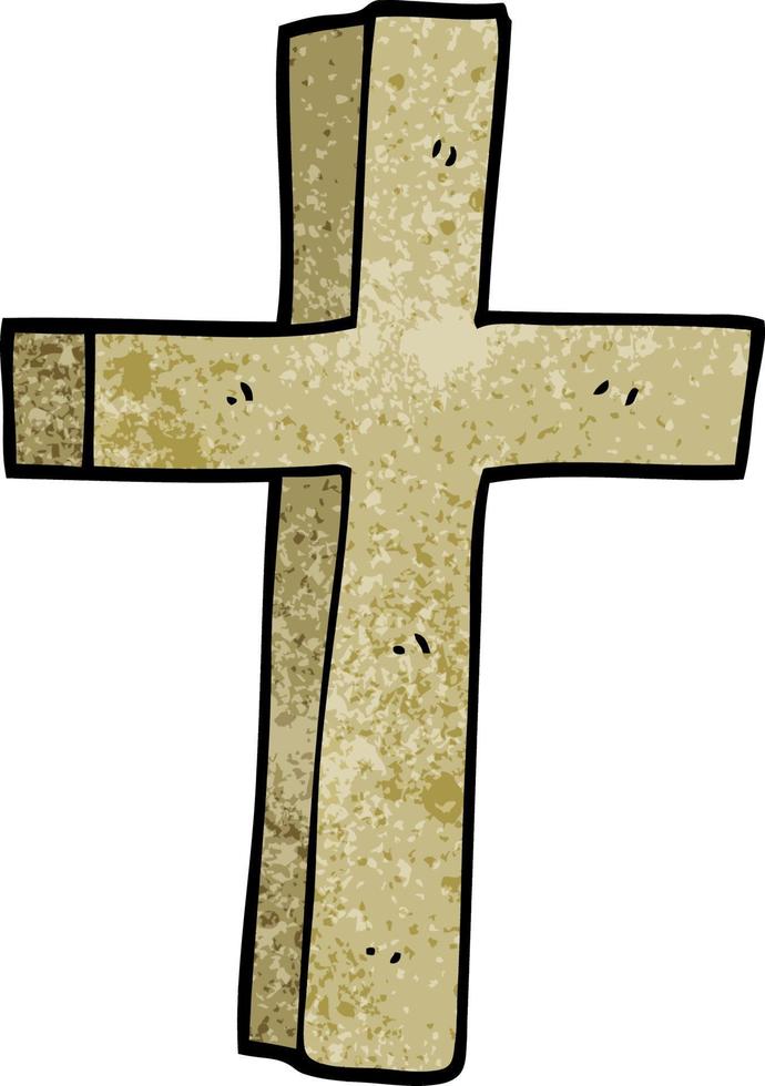 cartoon doodle wooden cross vector