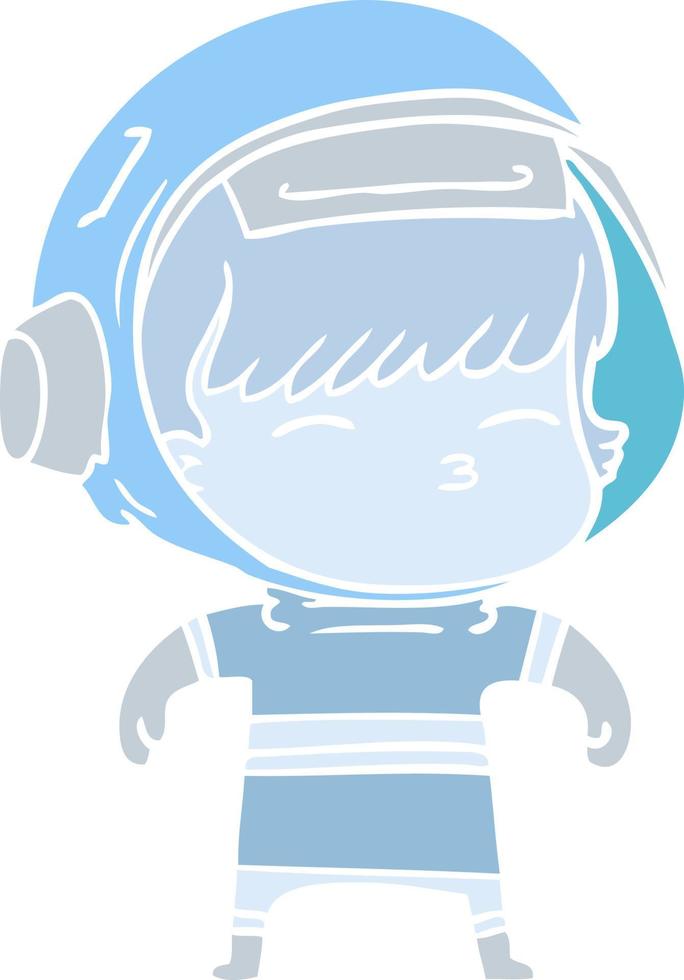 astronauta curioso de dibujos animados de estilo de color plano vector