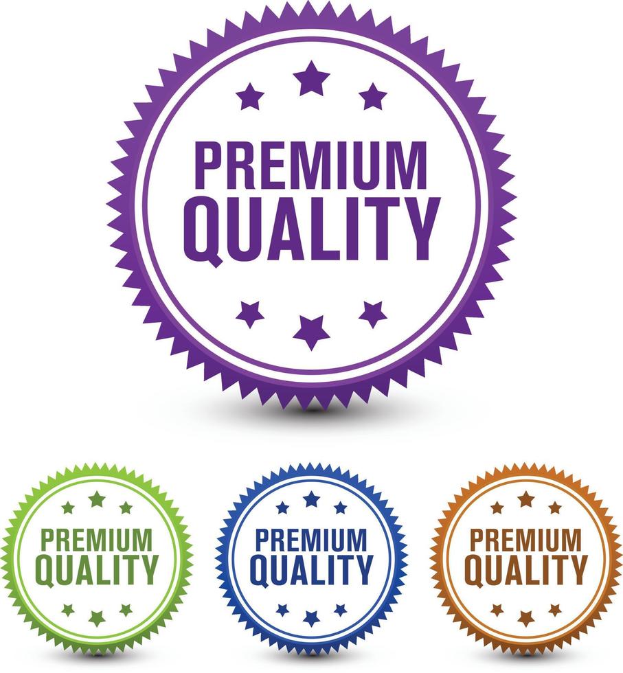 Powerful four colored premium quality badge isolated on white background. vector illustration.