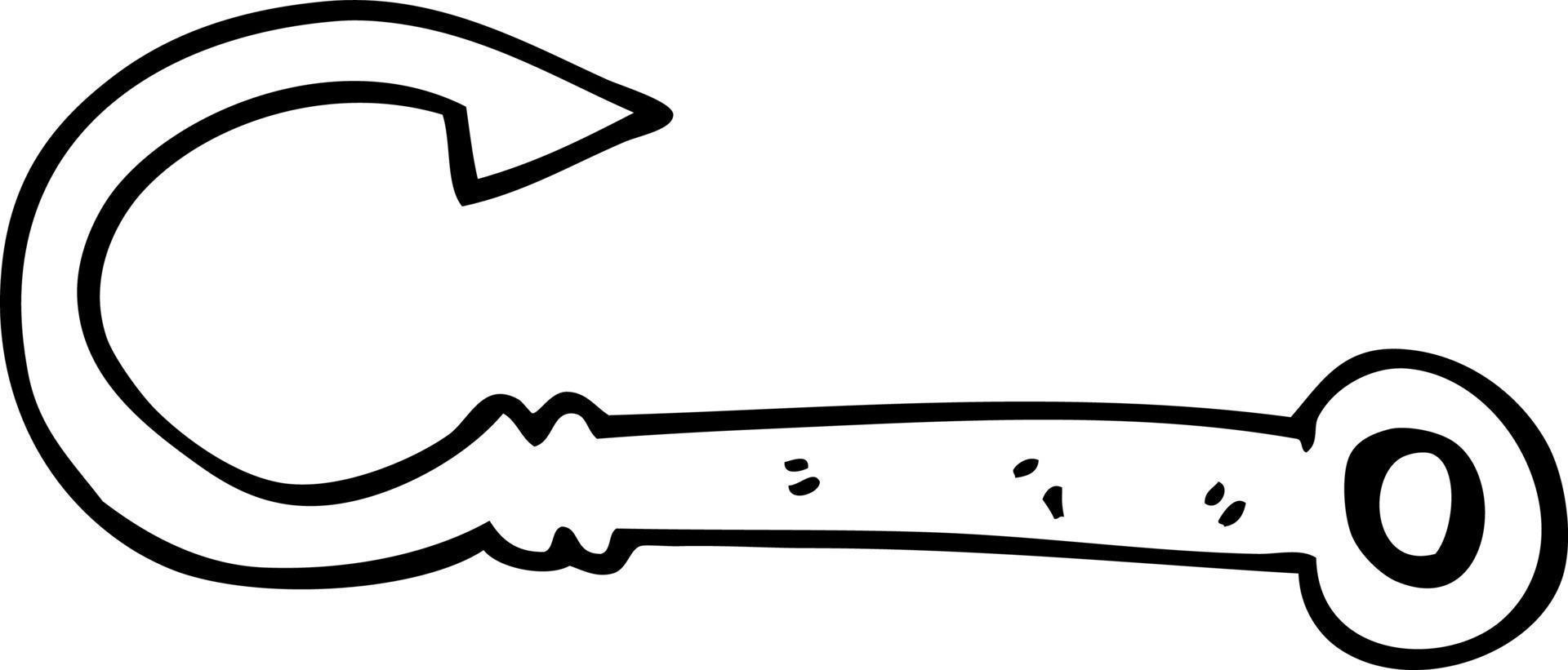 line drawing cartoon fish hook vector