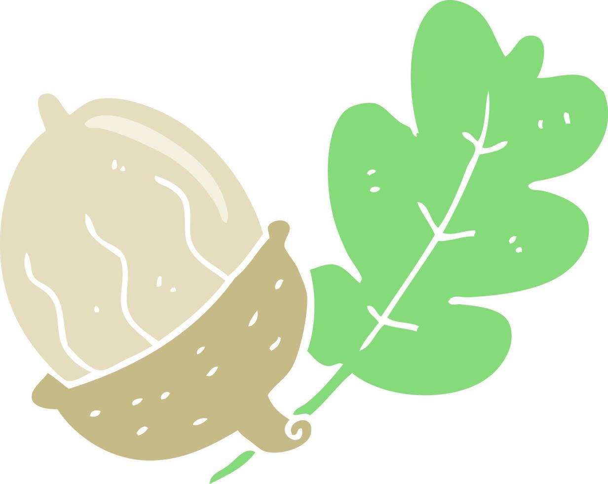 flat color illustration of a cartoon acorn vector