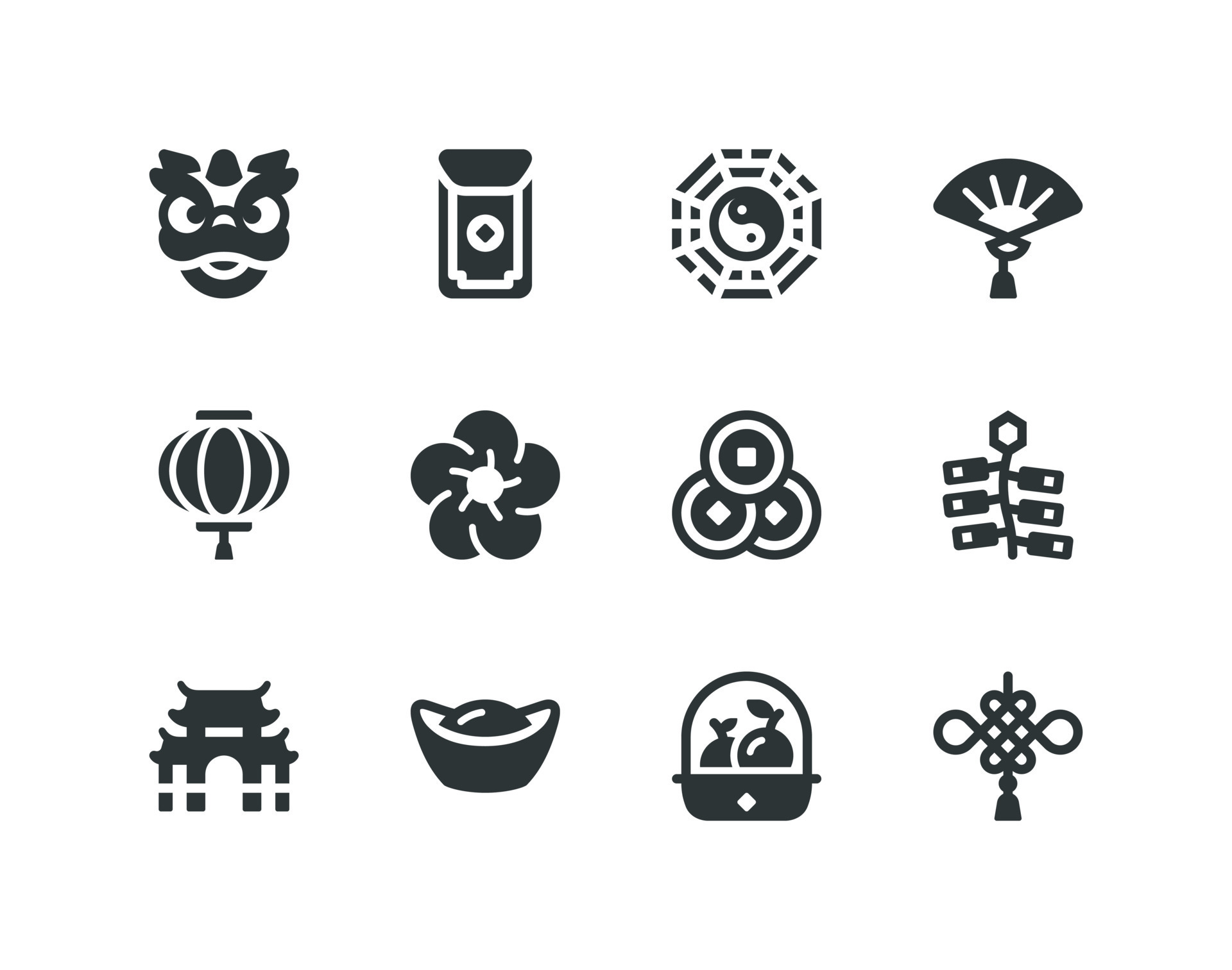 Chinese Lunar New Year Solid Glyph Icon Set With China Related Icons chinese-lunar-new-year-solid-glyph-icon-set-with-china-related-icons