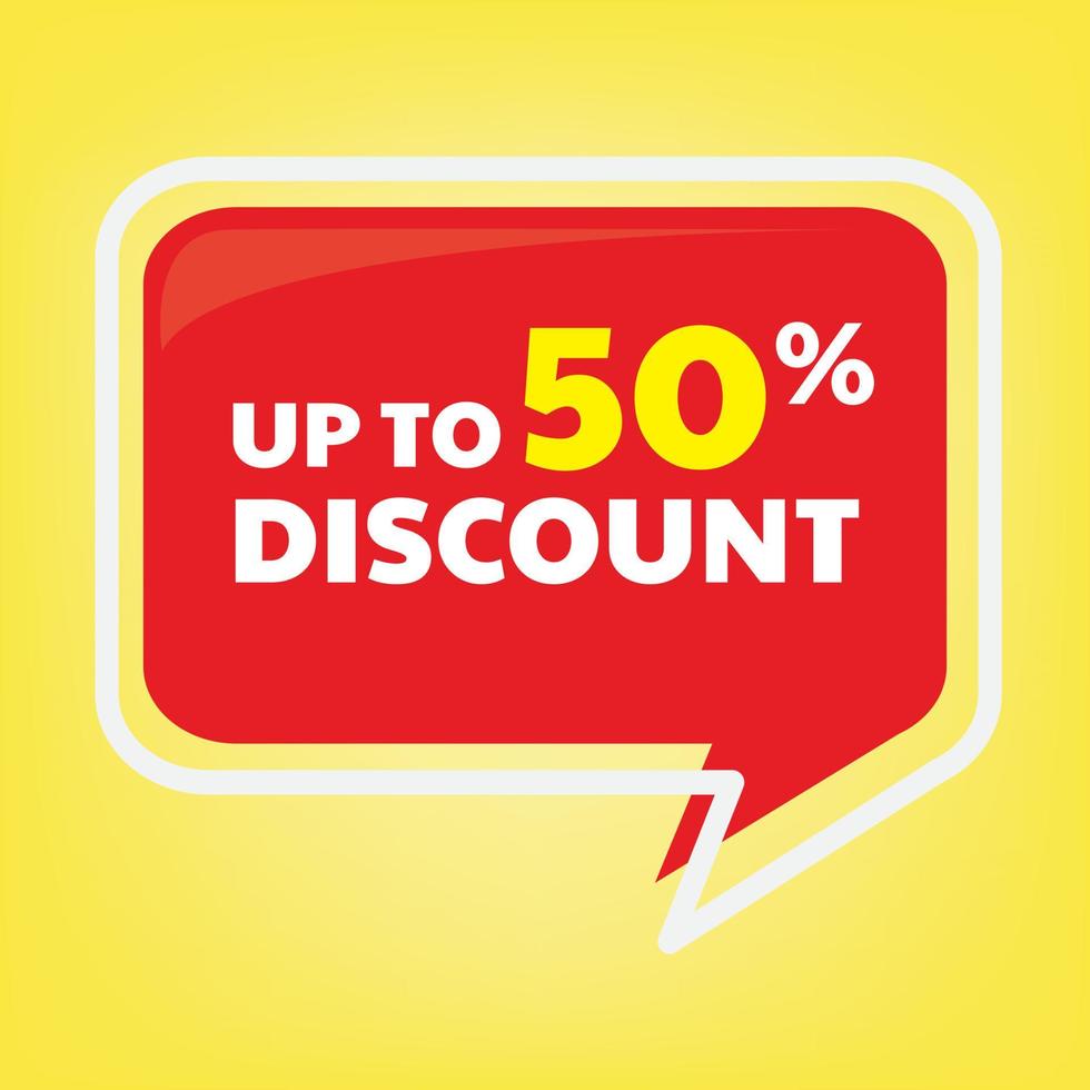 discount up to 50 percent sign label , good for retail business banner design. perfect to put on your product content vector