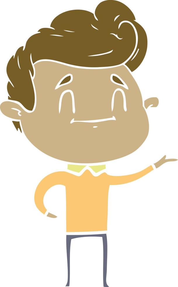 happy flat color style cartoon man vector