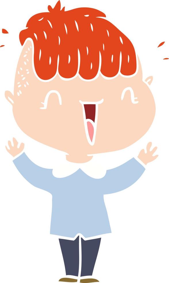 flat color style cartoon happy boy surprised vector