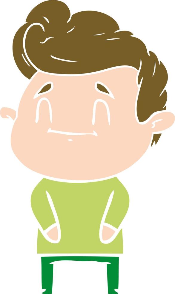 happy flat color style cartoon man vector