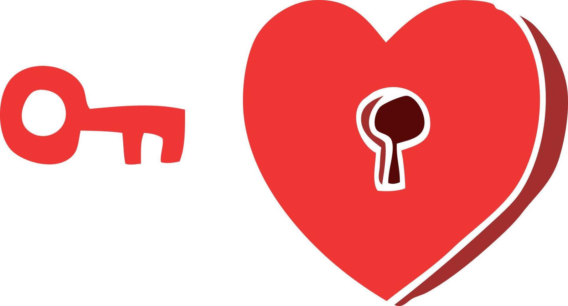 cartoon doodle heart and key vector