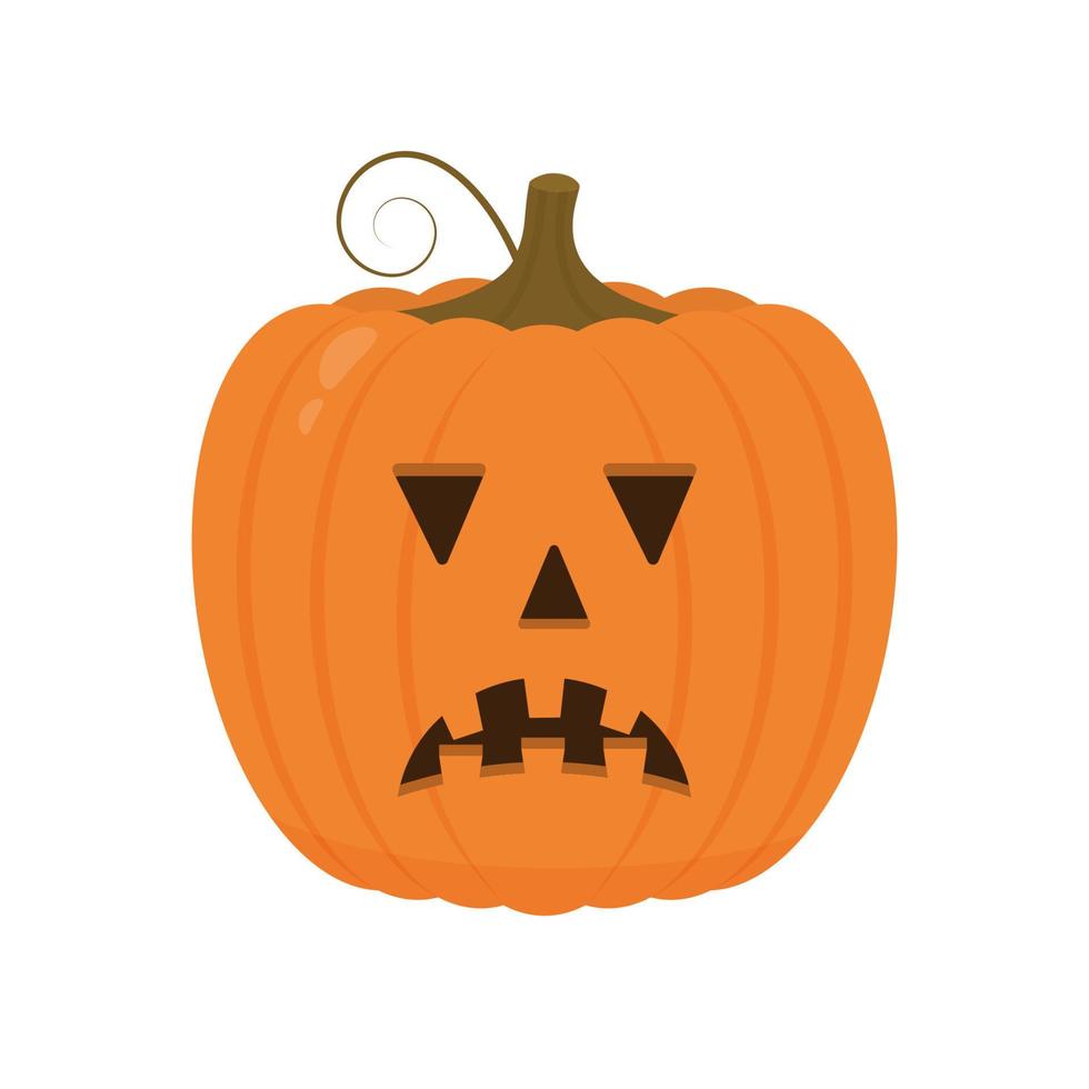 calabaza de halloween con icono de cara de miedo aislado en blanco. lindo  dibujo animado jack-o'-lantern. decoraciones de fiesta de halloween.  plantilla vectorial fácil de editar. 12141863 Vector en Vecteezy