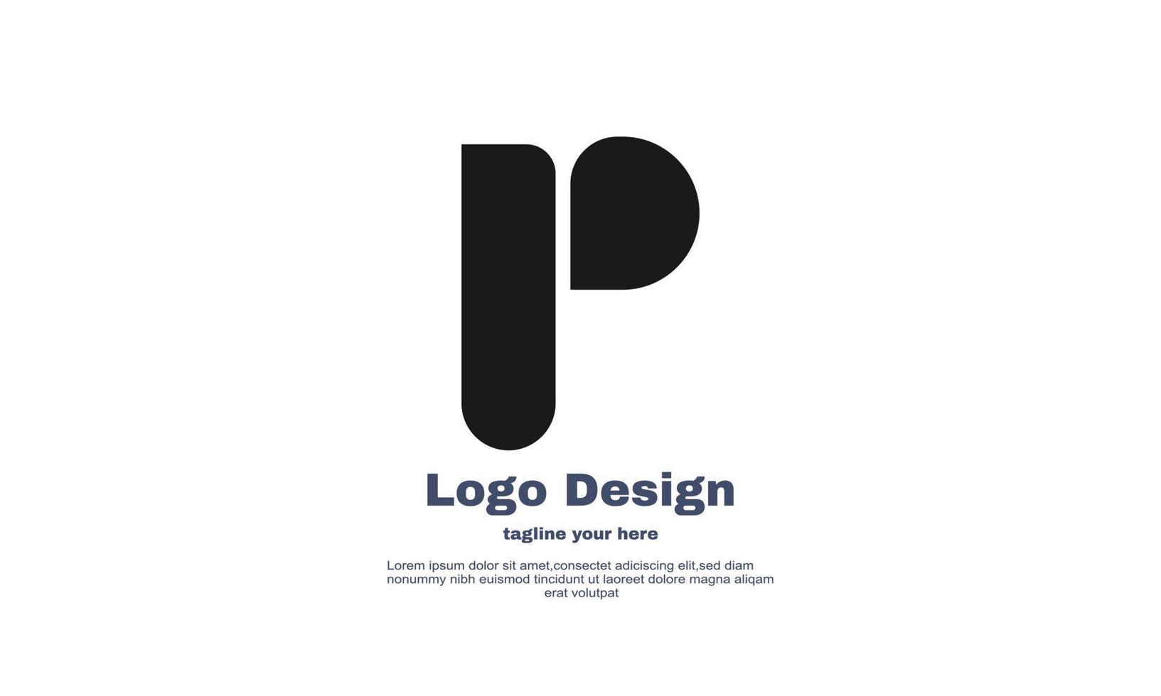 logotipo de empresa único p diseño plano de color negro aislado en vector