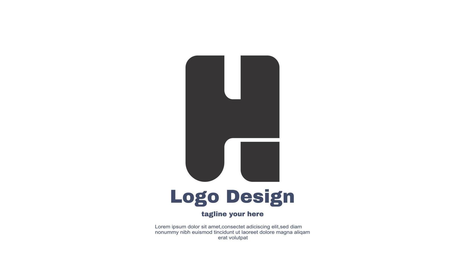 unique company business logo H black color flat design isolated on vector