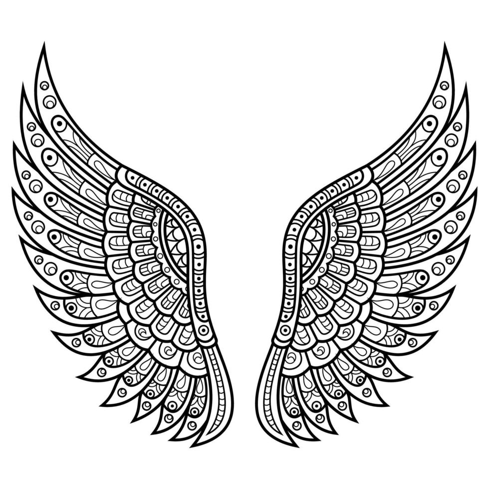 Angel wings line art vector