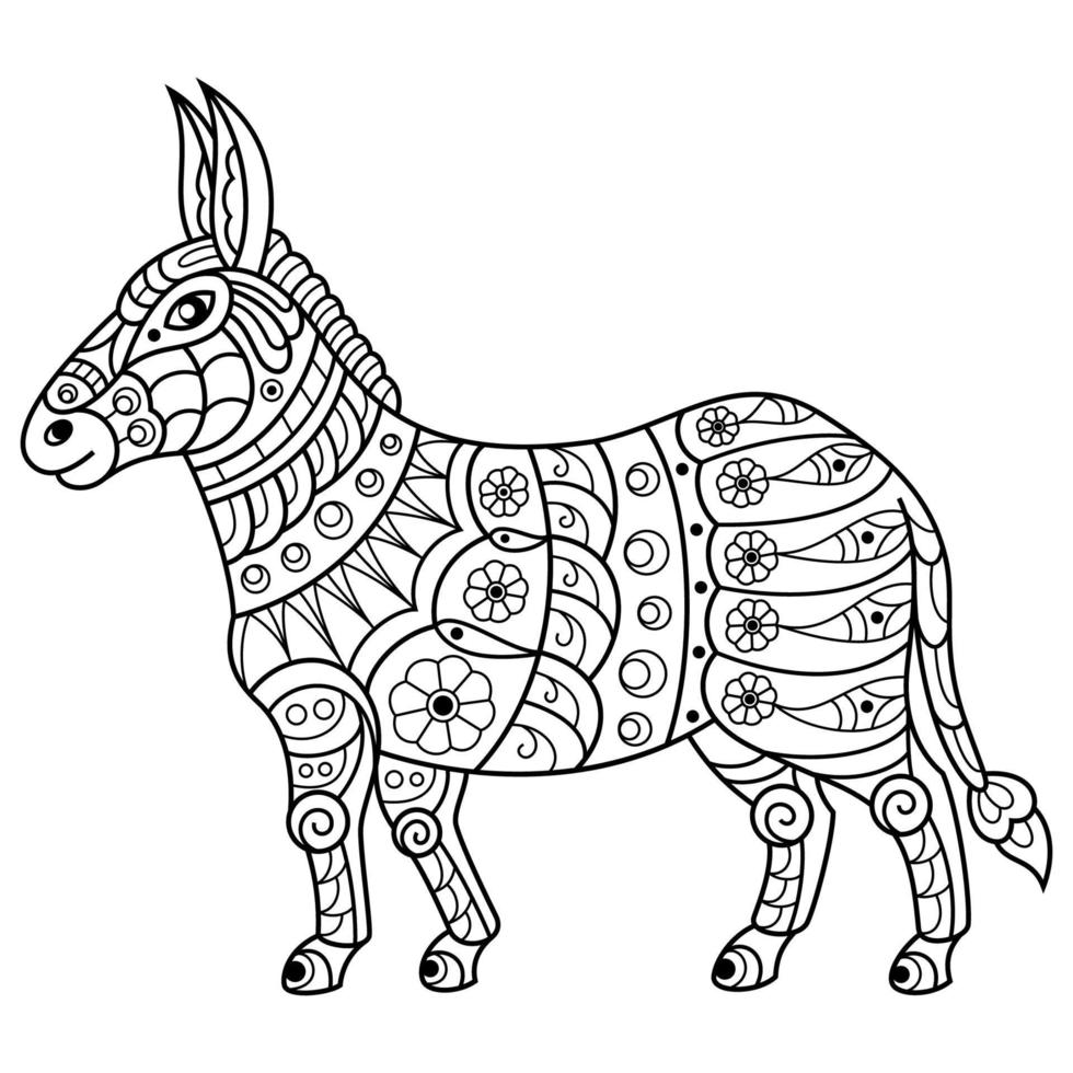 arte de línea de burro vector