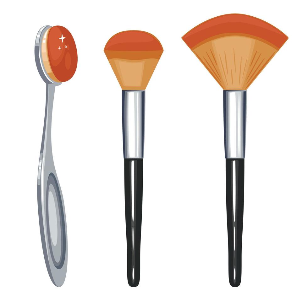 Set of make up brushes isolated vector