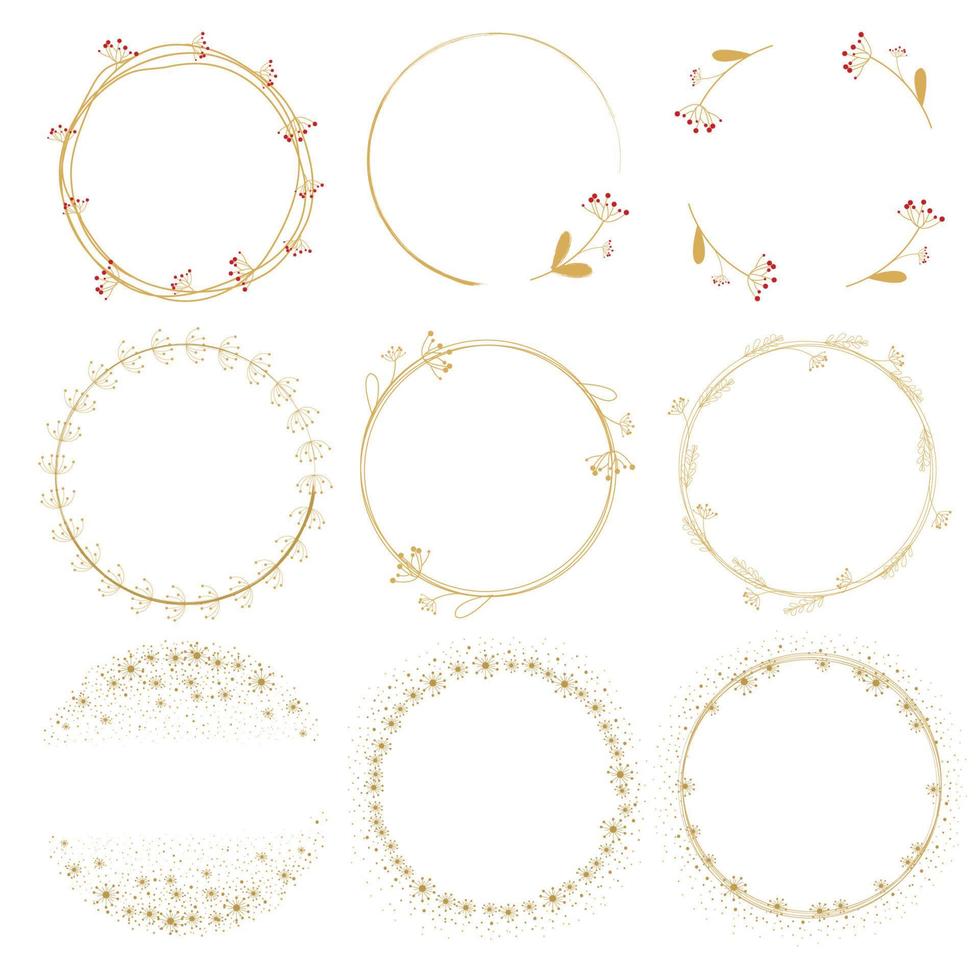 dandelion golden doodle wreath frame collection vector