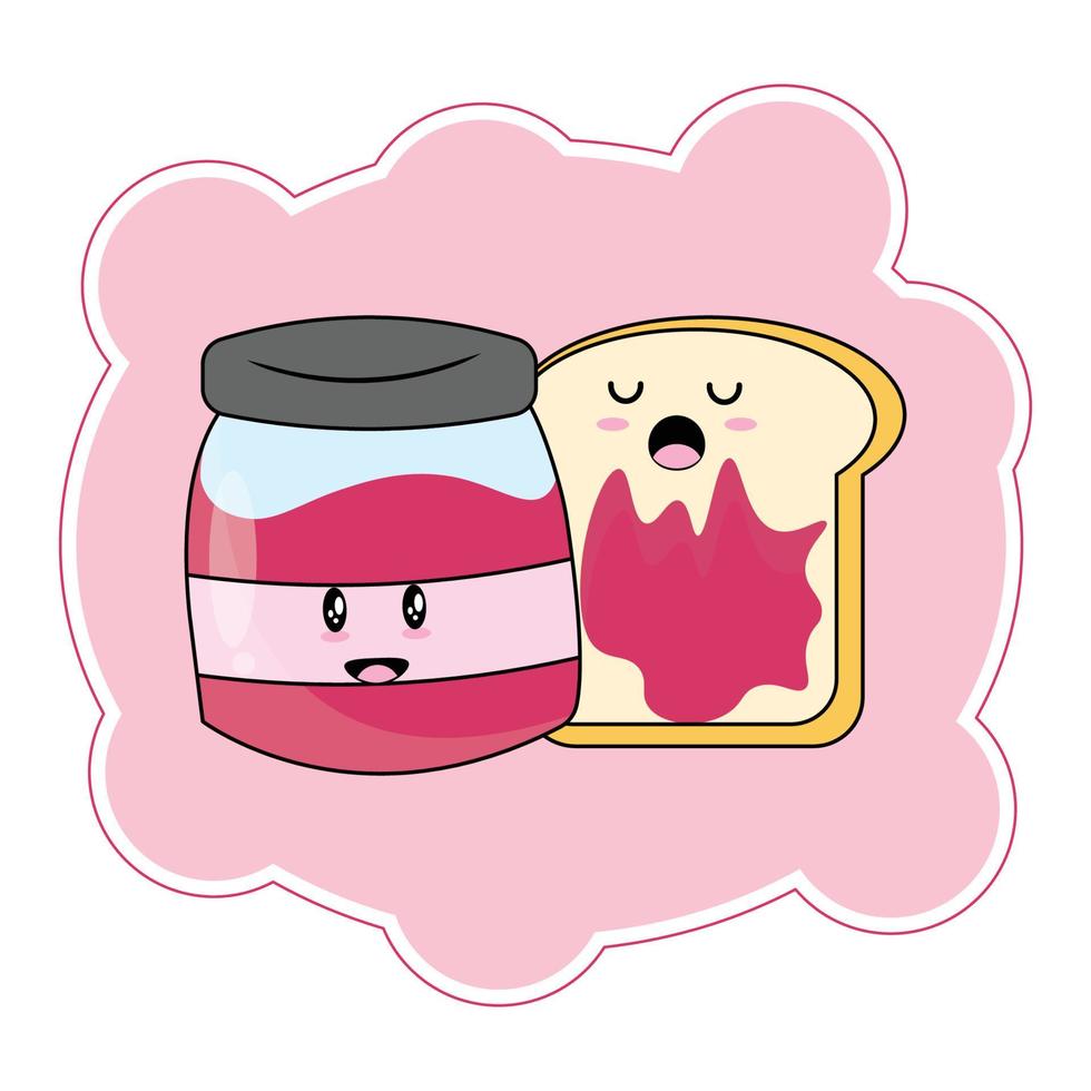 Strawberry Jam Bread isolated on soft pink background vector