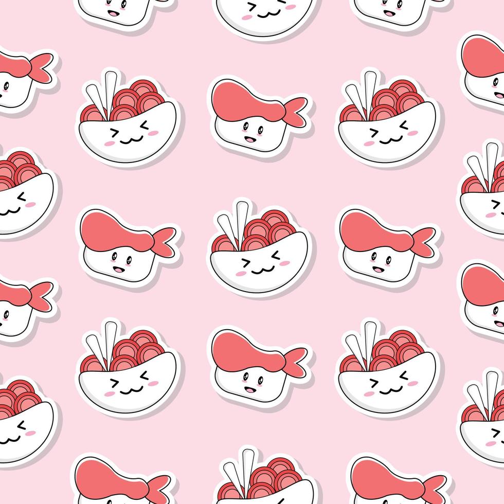 Cute food seamless pattern isolated on soft pink background vector