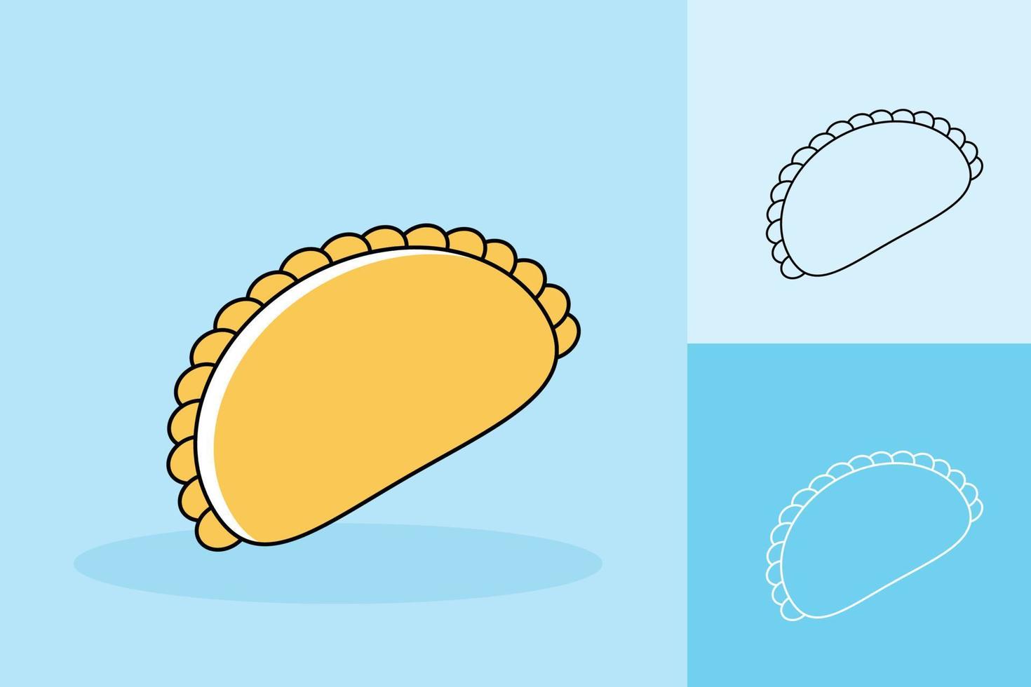 Kawai character of food with different color tone background vector