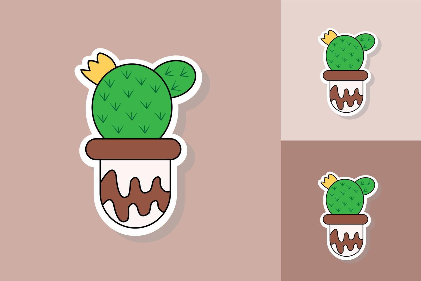 cactus plants with various background colors vector