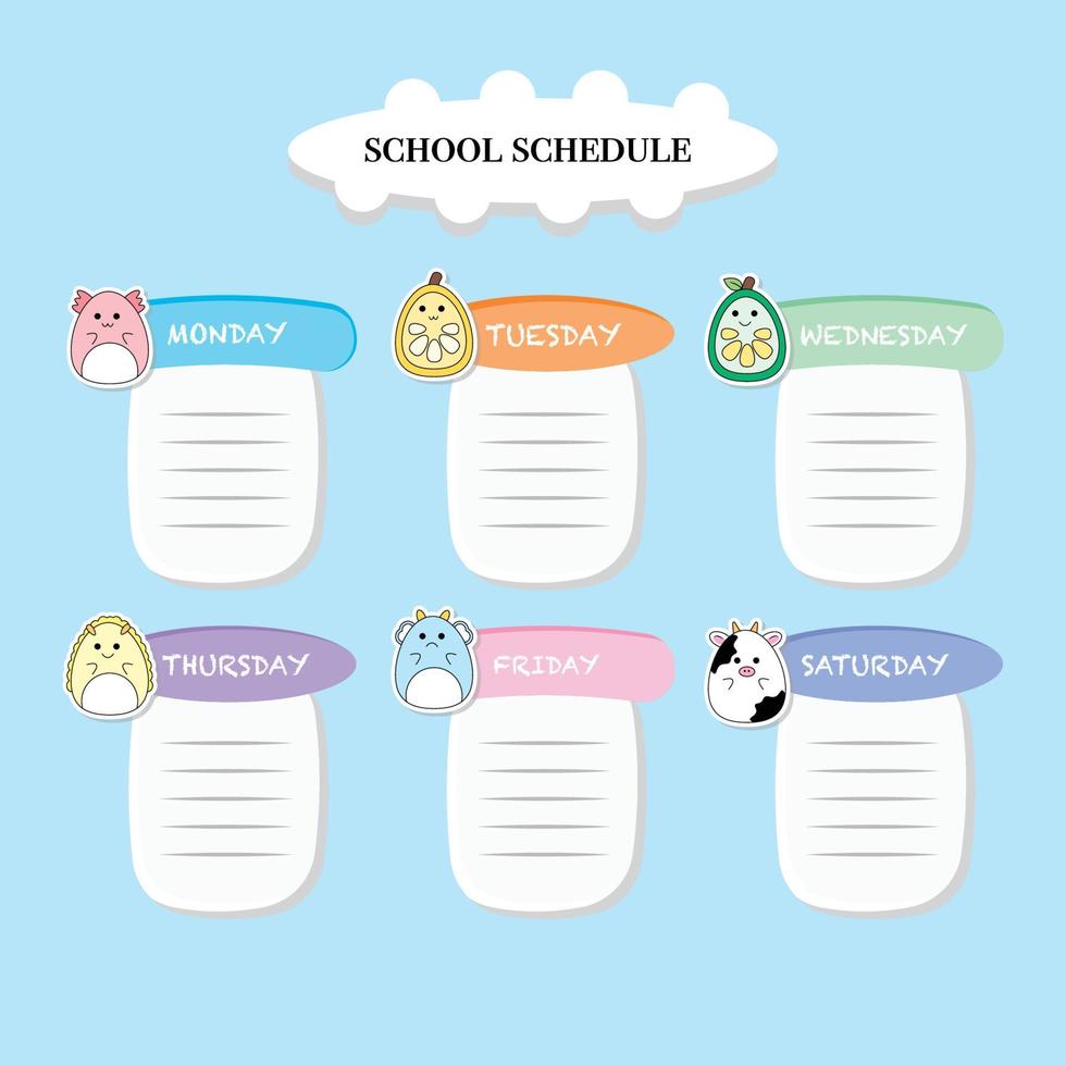 weekly schedule with flat design vector