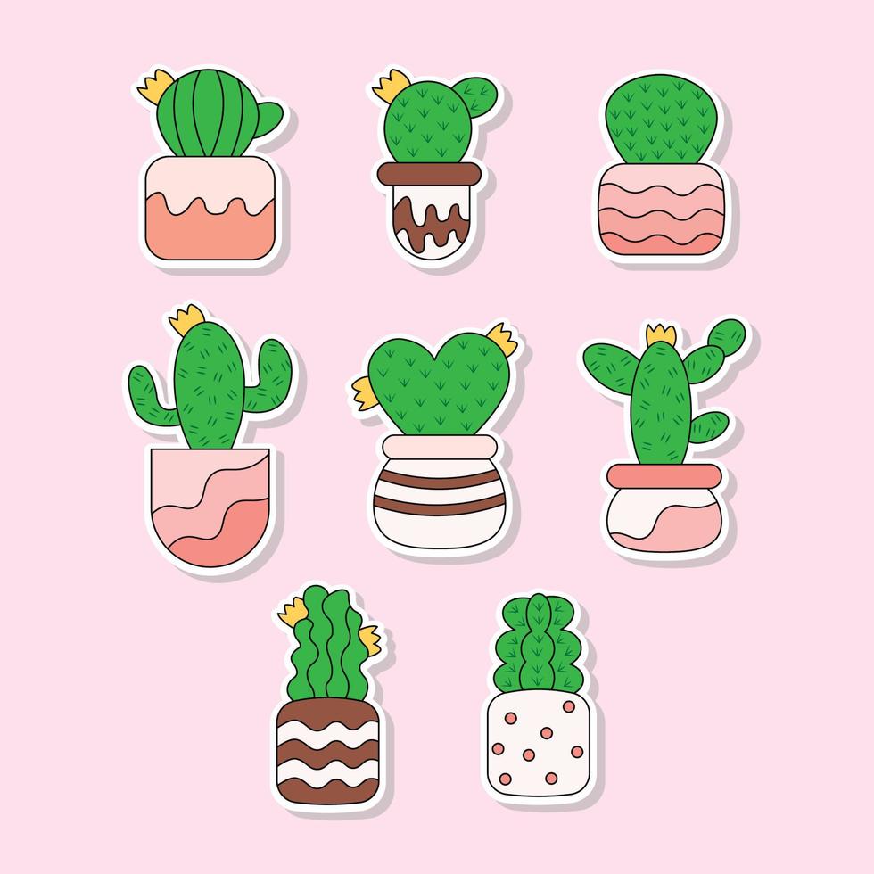 kind of cactus plants with pink background vector
