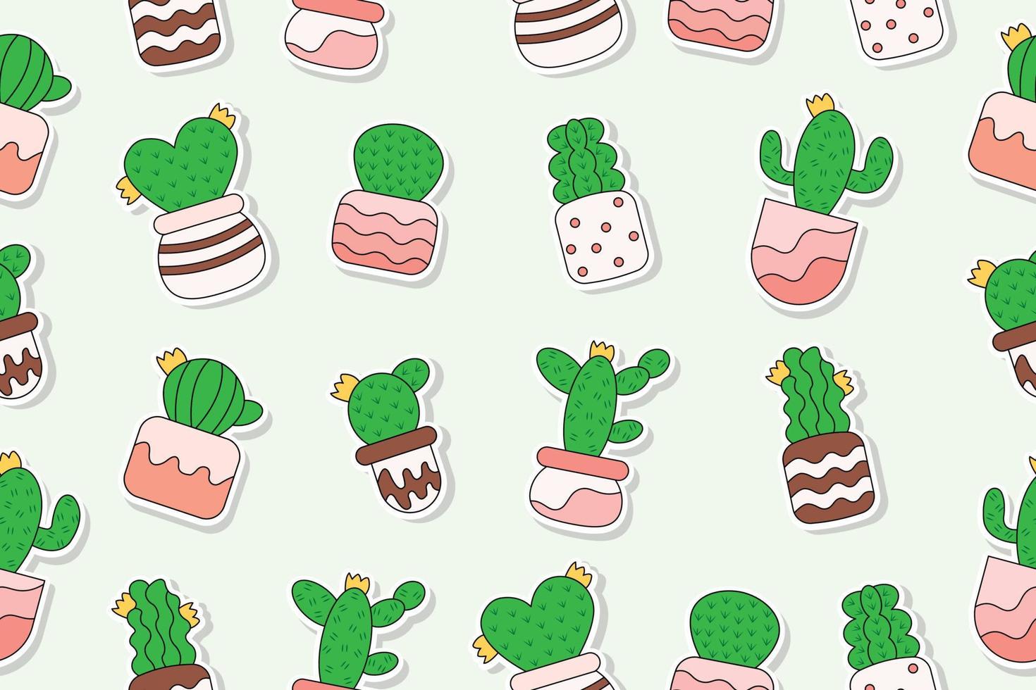 kind of cactus plants as seamless pattern vector