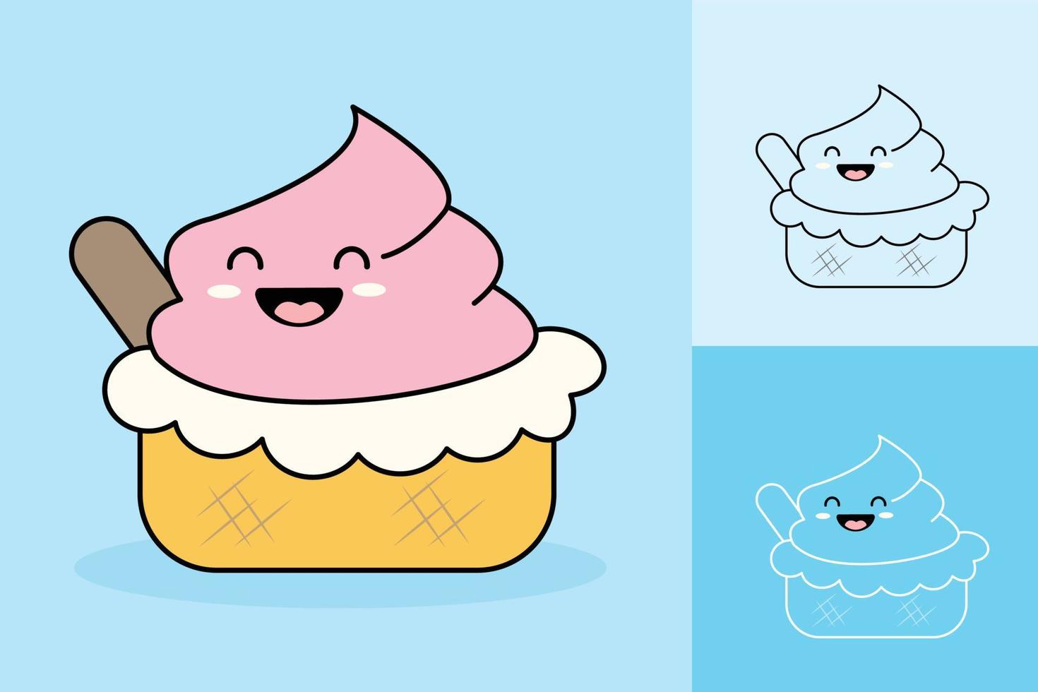 helado de fresa con fondo de tono de color diferente vector