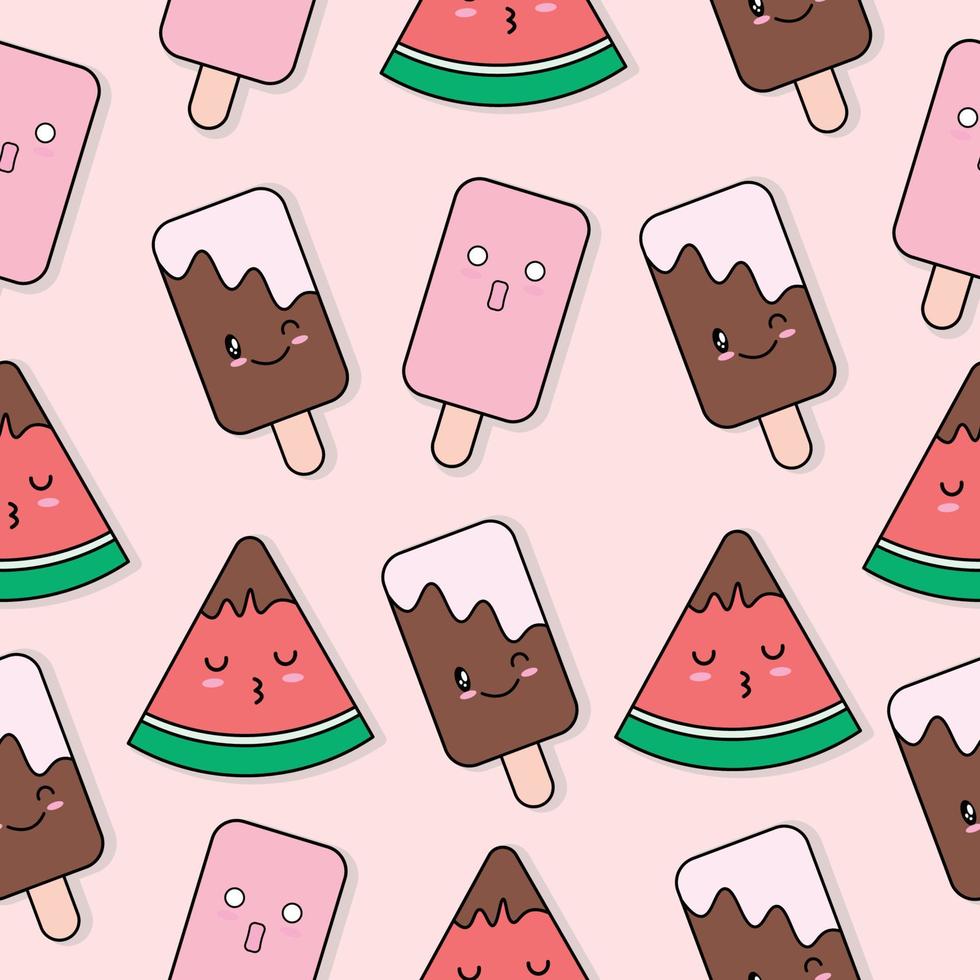 Cute ice cream seamless pattern vector