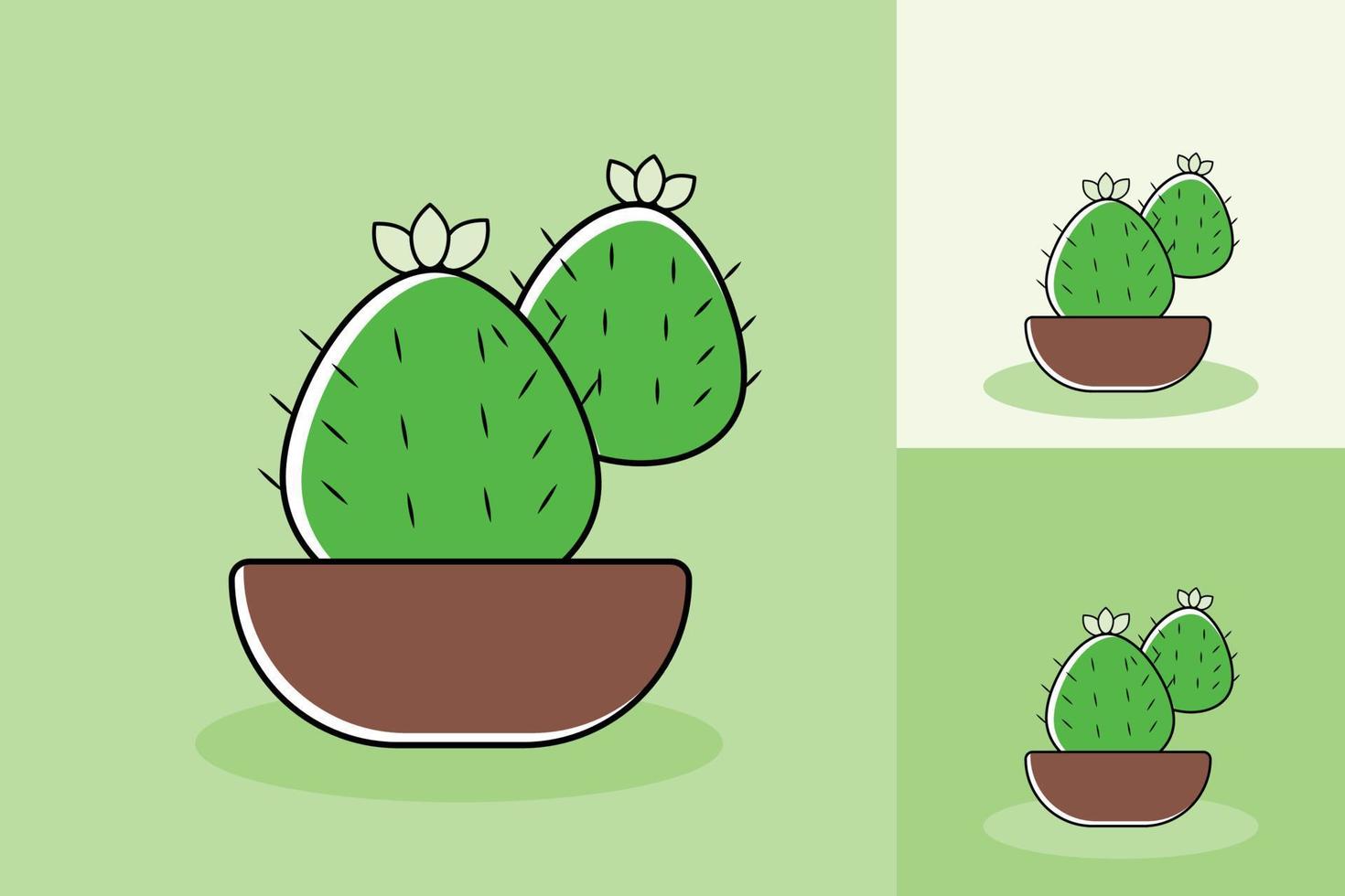 planta de cactus único con fondo de tono de color diferente vector