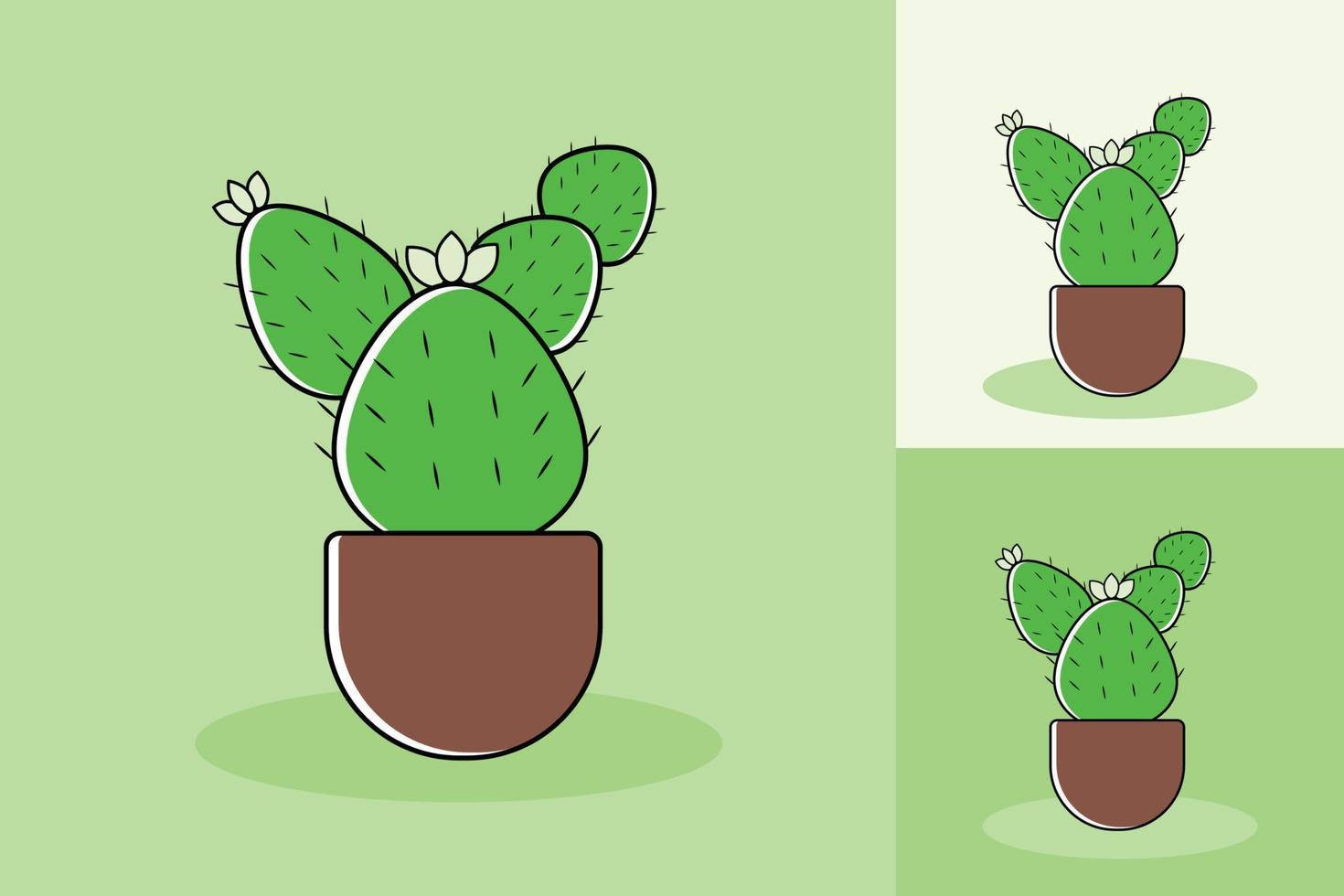 planta de cactus único con fondo de tono de color diferente vector