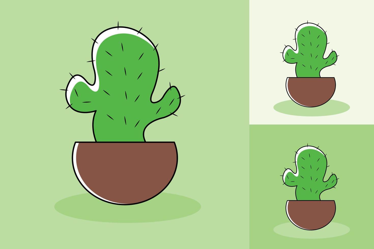 Single cactus plant with different color tone background vector