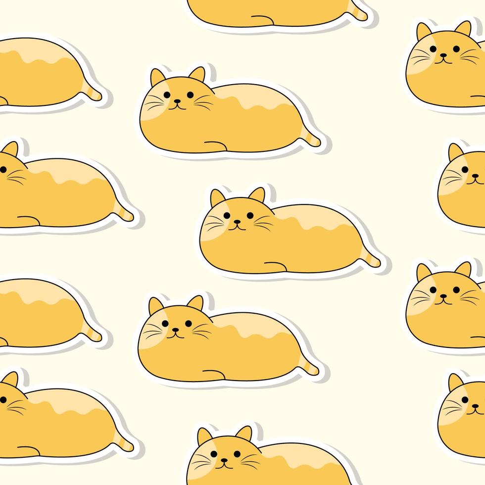 Orange cute cat seamless pattern vector