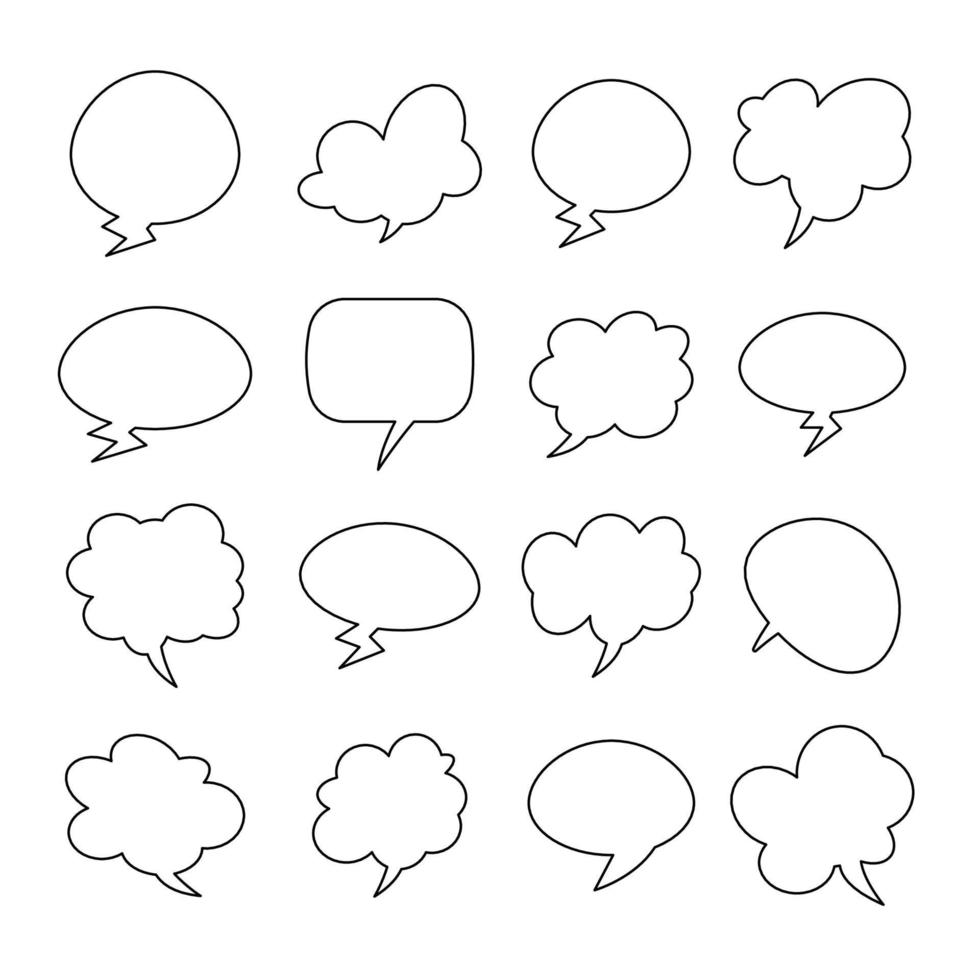 dieciséis tipos de burbujas de mensajes de chat vector