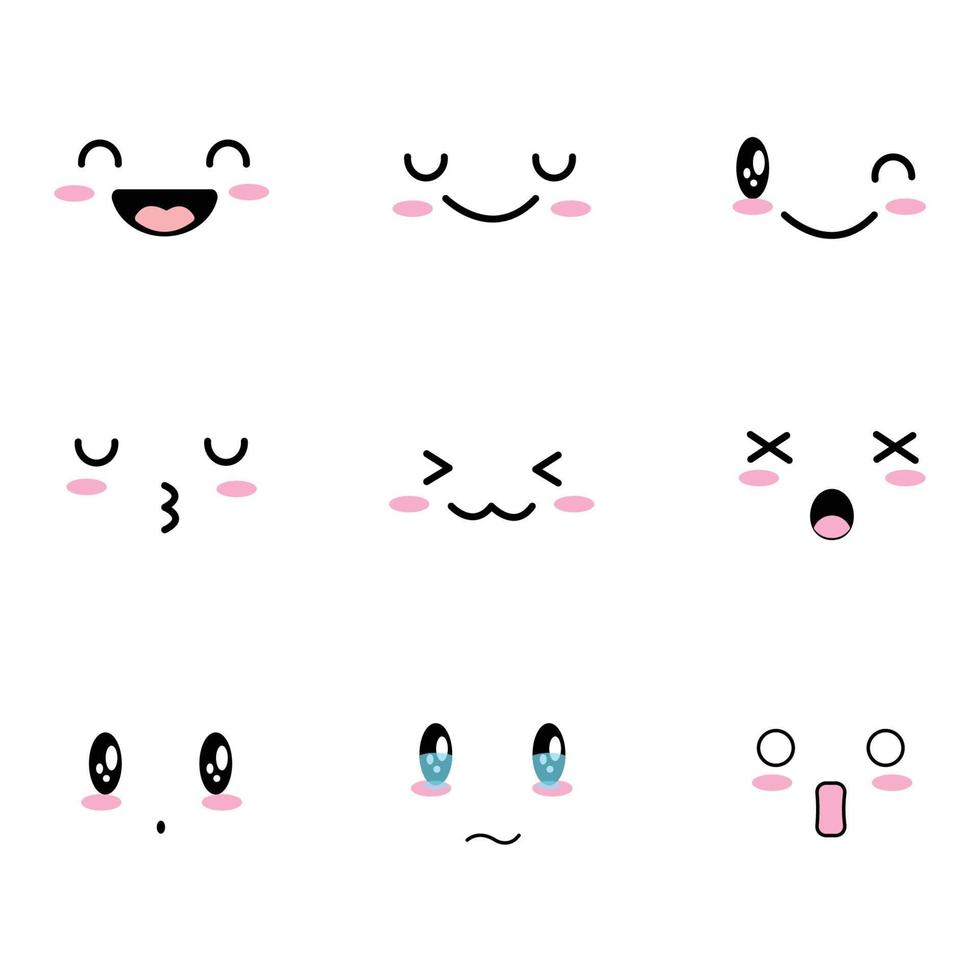 nine expression collection isolated on white background vector